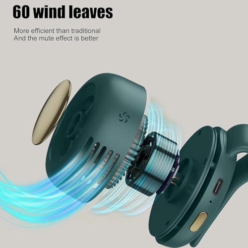 Portable Silent Mini Bladeless Electric Fan,Mini Whirlwind Fan for Waist Clip Fan, 3 Speeds Hands-Free Neck Fan,Suitable for Outdoor & Travel & Office, Travel Accessories, Gift (White)