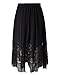 Chicwe Women's Plus Size Long Flare Lace Trimmed Skirt with Elastic Waistband - Casual and Work Skirt Black 1X