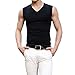 Pishon Men's Sleeveless Tee Shirts Casual V-Neck/Crew Neck Fitted Muscle T-Shirt