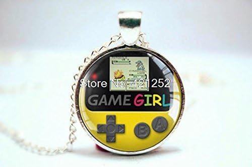 Pretty Lee 2015 Fashion Gamegirl Pendant Gameboy Color Dandelion Yellow Glass Photo Cabochon Necklace Christmas gift