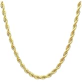 Bigonice 14K Real Yellow Gold 1.5mm,2.0mm,3.2mm,4.2mm Rope Chain Necklace with Diamond Cut Detailing,Gift for Men & Women (Lengths: 16-36 Inches)