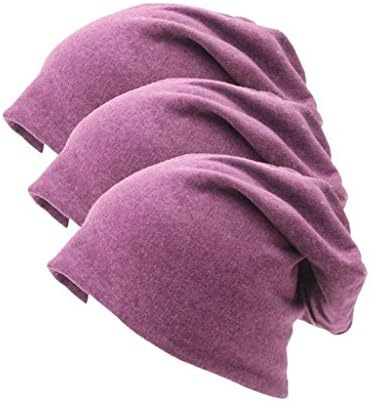 REWANGOING 3 Pack Unisex Soft Comfy Cotton Beanie Sleep and Chemo Cap Hats for Hairloss, Cancer