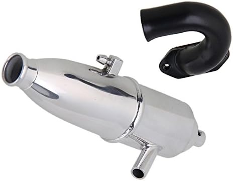 Yiguo Silver L130mm Aluminum W10003 Exhaust Pipe Tubing &amp; Header Manifold Parts for RC 1:10 RC Car