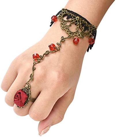 Black lace choker and bracelet set with gothic design.