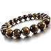 INBLUE Women,Men's 10mm Energy Bracelet Link Wrist Energy Stone Brown Buddha Mala Bead