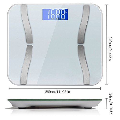 Yahey Body Weight Scales,Digital Bathroom Scales,Large Backlit Display High Accuracy Ultra Thin Tempered Glass with Unit kg/lb/st, Weight Capacity 400 Pounds,Best Christmas Gifts
