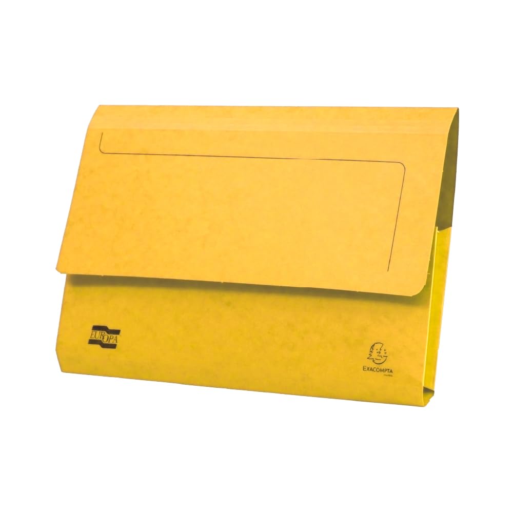 Exacompta Europa Document Wallets, 265gsm, Foolscap - Lemon, Pack of 25