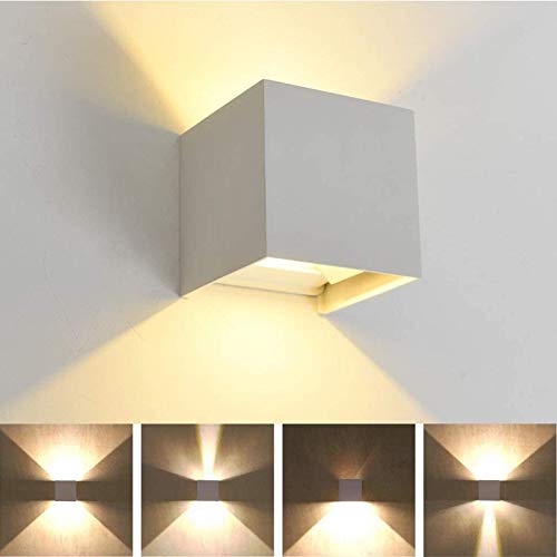 FUPE 4 Pieces Wall Light Outdoor/Indoor LED Cube Modern Wall Lamp White 20 W 4000 K Natural Light IP65 Waterproof Outdoor Wall Light Square Beam Angle Adjustable