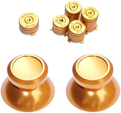 Xinkeen Aluminium alloy Thumbstick analog Stick 9mm Bullet ABXY+Guide Button for Xbox One Controller - Golden