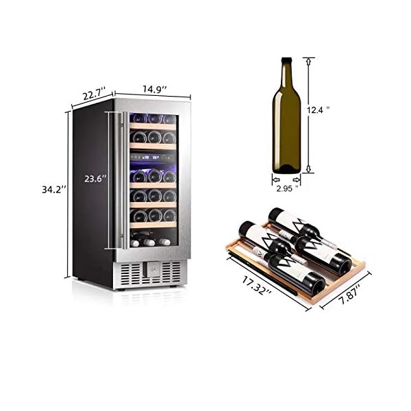 Joy-Pebble-Wine-Cooler-28-Bottle-Dual-Zone-Built-in-Wine-Cellar-with-Stainless-Steel-Double-Layer-Tempered-Glass-Door-and-Temperature-Memory-Function