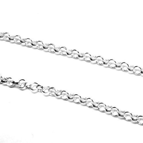 12 inches .925 Sterling Silver Bead 2mm Flat Dc Round Ring Link Cable Footage Chain/Findings/Bright
