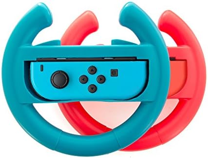 Lammcou Steering Wheel handle grips for Nintendo Switch Racing Wheel Joy-con grips handle Set by for Nintendo Switch Controller-Blue&amp;Red