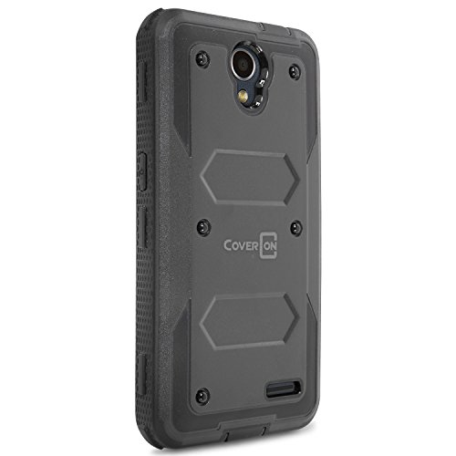 ZTE Maven 3 Case, ZTE Prestige 2 Case, ZTE Overture 3 Case, CoverON [Tank Series] Tough Hybrid Hard Armor Protective Phone Cover Case For ZTE Prestige 2 / Maven 3 / Overture 3 - Black / Black - Thumbnail 3