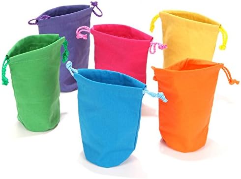 Dozen Bright Color Canvas Drawstring Bags