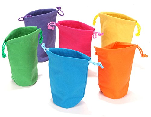 Dozen bright color canvas drawstring bags