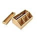 Mind Reader Bamboo Charging Station, Desk Supplies Organizer, 3 Compartment, Removable Tray, Brown