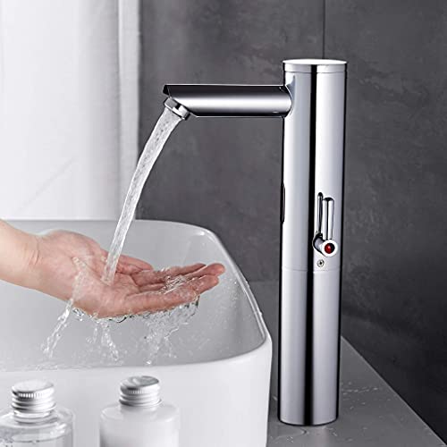 Gangang Touchless Tap, Automatic Tap, Table Tap with Infrared Sensor Automatic, for Washbasin and Sink with High Temperature Sensor, for Hot and Cold Water, DC Only …