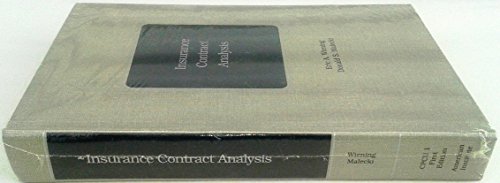 Insurance Contract Analysis CPCU 1 First Edition American Institute Author Eric A Weining and donald S Malecki 1992 Hardcover Book