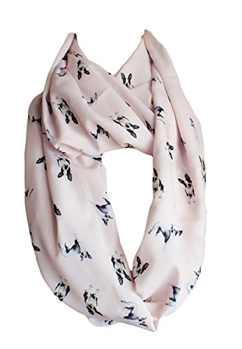 Etwoa's Boston Terrier Blush, Print Infinity Scarf Circle Loop Scarf