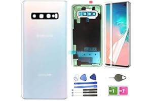 TEAMPLAYER Galaxy S10 Plus Back Glass Cover Replacement Housing Door (Waterproof) with Camera Lens and Frame +Tape Parts for Samsung Galaxy S10 Plus S10+ SM-G975U/W/F/DS + Tools (Prism White)