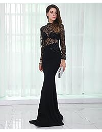 Señorita, Maxivestido para fiesta de graduación ceñido al cuerpo de mangas largas con cuello en O para mujer