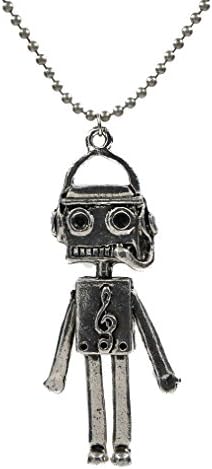CHOP MALL® Retro Style Metal Robot Music Note Diamond Necklace (Silver color) Ea01
