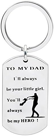 FERVENT LOVE Key Chain Ring with Lettering Pendant Stainless Steel TO MY DAD.Little Girl.Hero