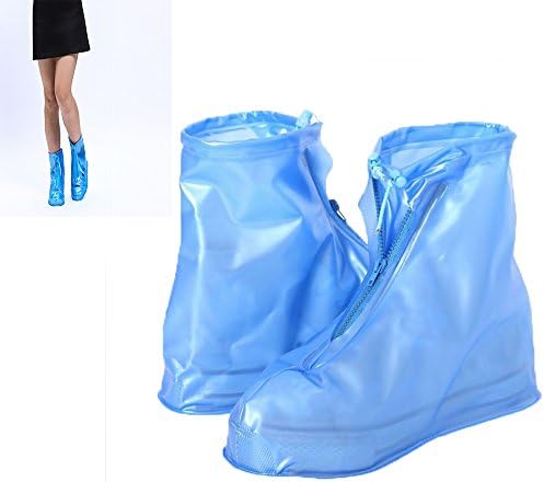 Reusable Women Men Waterproof Rain/Snow Shoes Cover Adjustable Zippered Over Shoes Slip-resistant Wear-resistant Thicken Sole Shoes Covers M