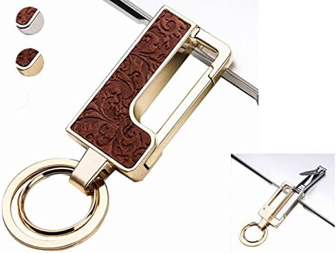 Alloy Keychain with Nail Clippers,Nail File,Heavy Duty Car Keychain for Man and Women,Fashion Texture Design,Elegant Detachable Car & Home Key Chain by Quality Life Designer (Gold-B Pattern)