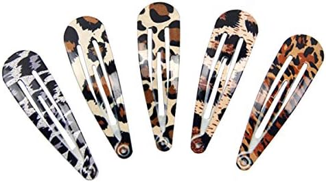 ACVIPPack of 5, Leopard Print Snap Clips Hair Clip Barrettes Headwear for Women Girls (Multi-colored)