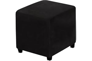Lussenwert Velvet Ottoman Cover Square Stretch Square Ottoman Cover Thick Ottoman Slipcover Square Washable Storage Ottoman C