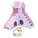 kathson Hamster House Hideout Hideaway Exercise Toys for Rat，Dwarf Hamster Mouse Small Animal Kingdom,Durable Odorless Non-Toxic Wooden Deluxe 2-Story Hut (Pink)