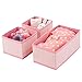 mDesign Fabric Drawer Divider Organizer Bins, Nursery/Bedroom Dresser, Closet, Shelf, Playroom Organization, Hold Clothes, Toys, Diapers, Bibs, Lido Collection, Set of 3, 4 Pack, Pink Herringbone