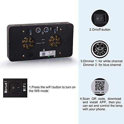 Roleadro Reef Led Light WiFi & Manual Control 165W, Aquarium Lighting LED Aquarium Light Full Spectrum for Reef Coral Fish