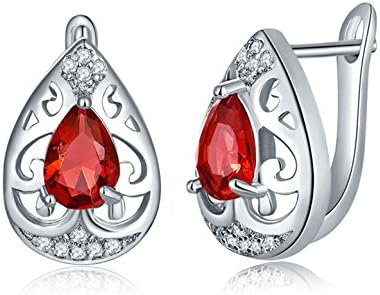 Cubic Zirconia Heart Stud Earrings Simulated Diamond Birthstone Earrings Red Christmas Gift for Her Gift for Mom Birthday Gifts for Women Anniversary Gifts for Her Bracelets for Girls Fashion Jewelry