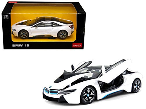 Bmw i8 white 1/24 diecast model car by rastar 56500w