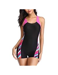 Sand's Coast Boyleg Traje de baño deportivo de una pieza para dama con espalda cruzada atlética para adolescentes con pantalones cortos