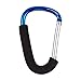 Set of 3 Stroller Hooks - Aluminum Carabiner Stroller Clips for Baby Strollers, Blue - 6.2 x 3.8 x 0.4 Inches