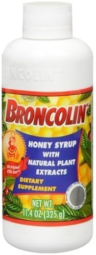 Broncolin Honey Cough Relief Syrup with Natural Plant Extracts Dietary Supplement, Regular 11.4 Oz by Broncolin