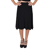 Stretch is Comfort Women's Knee Length Flowy Skirt Black X-Large