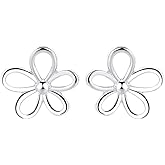 lianiser Stud Earrings Hypoallergenic Flower Little Cartilage White Gold Plated Silver Piercing Jewelry Small Earrings for Women Teen Tiny Mini Daisy Polished Brass- 12