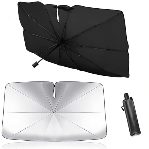 Car Windshield Sun Shade Umbrella, Windshield Sun Shade Cover, UV Block Heat Insulation Portable Full Cover Sun Shade, Foldable Sunshades for Car Truck SUV (55.12" * 31.5")