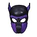 Zhengya Full Face Mask Dog Puppy Hood Leather Helmet Removable Mouth Cosplay Costume Party Props£¨Black&Purple