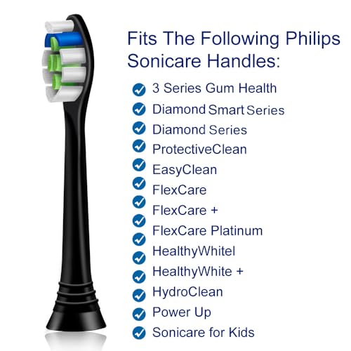 16 Pack Replacement Toothbrush Heads Compatible with Philips Sonicare Electric Toothbrush. 8er White and 8er Black