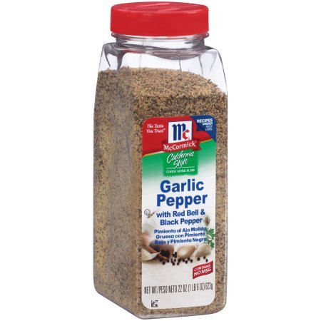 MCCORMICK CALIFORNIA STYLE GARLIC PEPPER, KOSHER CERTIFIED BY OU 22 OZ WITH SHAKER MADE IN USA