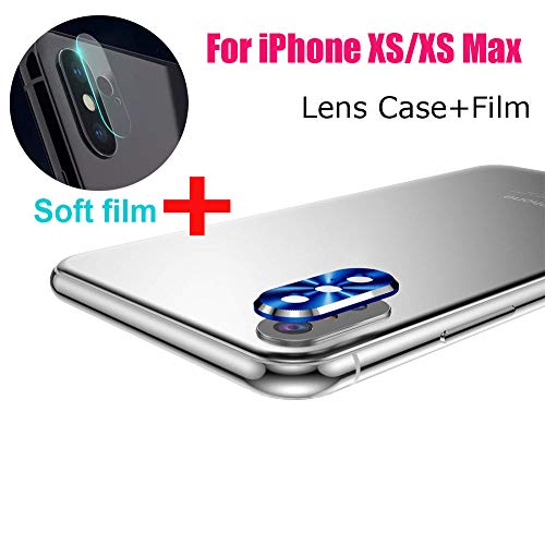 Sonmer Metal Rear Camera Lens Case Cover +Film For iPhone XS/XS Max (Blue)