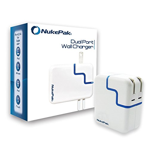 NukePak Dual USB High Speed 3.1A 15W Wall Travel Charger for Apple iPad, New iPad 3 4, iPhone 5 4s 4 3 3Gs, Samsung Motorola Android Smart Phones & Tablets UL Listed (Charger Only - No Lightning or Other Cables Included)