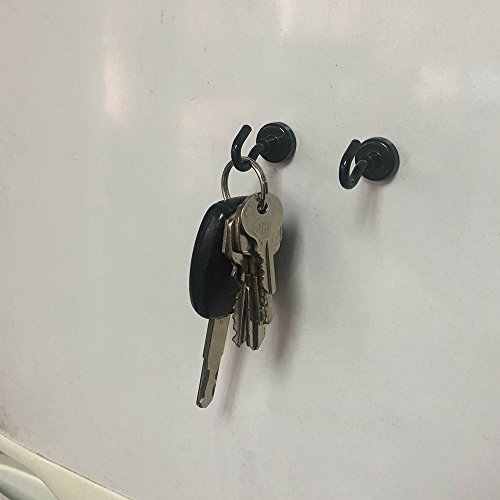 BIGTEDDY - 10pcs D16 16mm Strong Neodymium Magnets Magnetic Hanging Hooks for Indoor/Outdoor Use (Black)