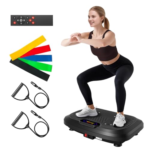 ALSO GO Vibration Plate Exercise Machine, 200 Speeds & 10 Models, 500LB Capacity, LED Display, Bluetooth Audio, Large Shake Plate with Loop Bands for Full Body Fitness, Lymphatic Drainage, Pain Relief