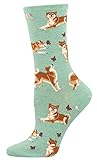Socksmith Womens Novelty Crew Socks 'Shiba Inu' (Mint Heather)
